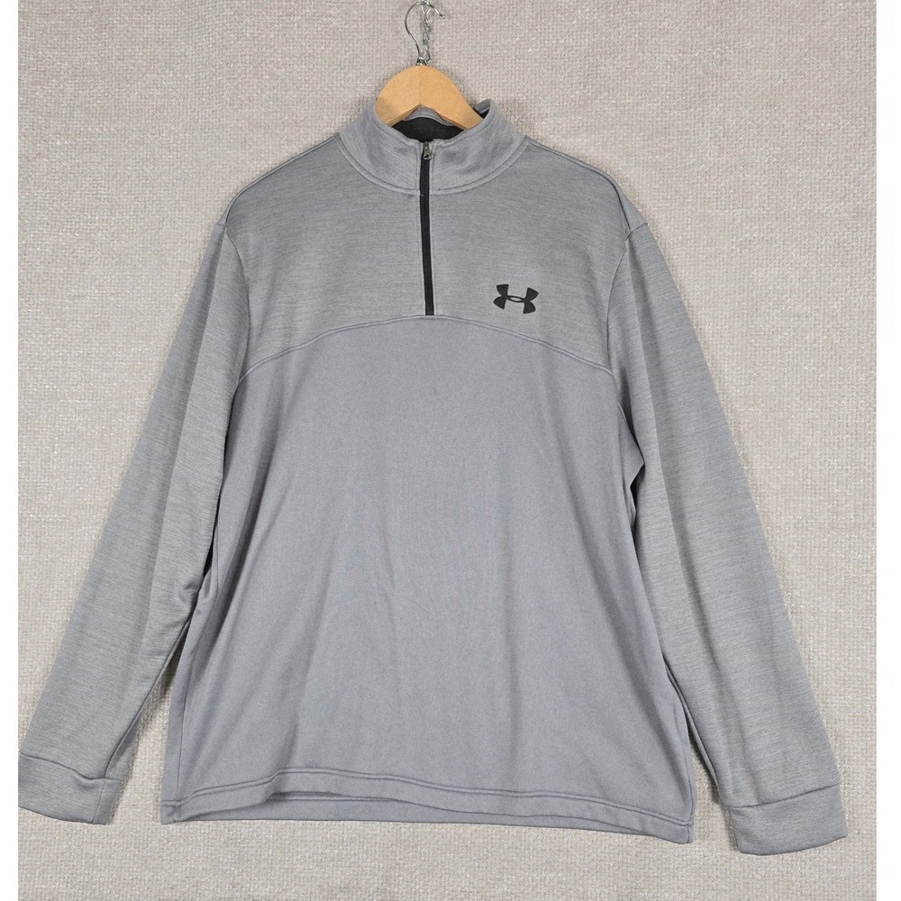 Under Armour Mens XL Quarter Zip Pullover Gray Heather Loose Fit Activewear